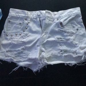 White Levi denim shorts